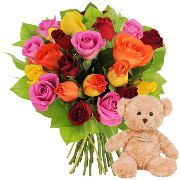 Bouquet de fleurs ours en peluche • Ma Peluche