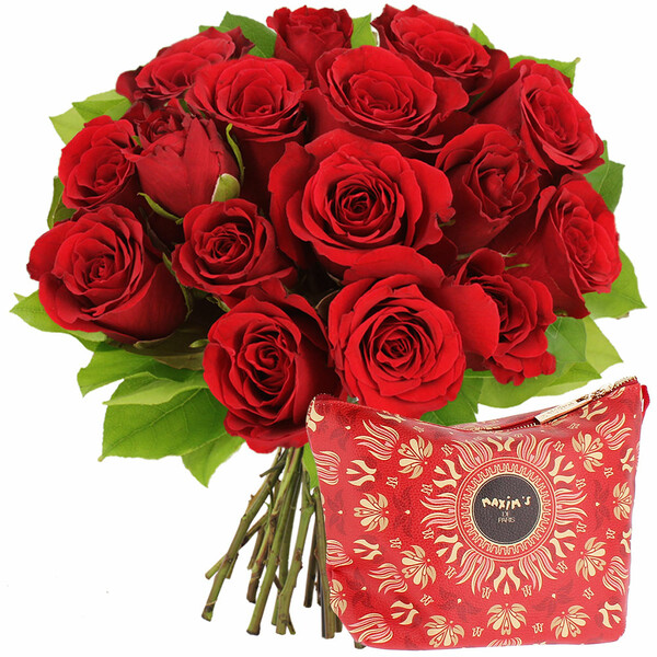 Fleurs et cadeaux 15 ROSES ROUGES + TROUSSE SEDUCTION