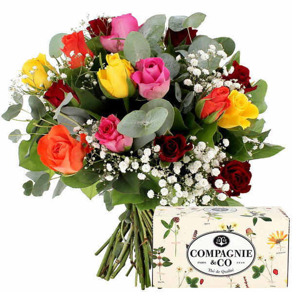 Fleurs et cadeaux CALISTA M + COFFRET DE THÉ